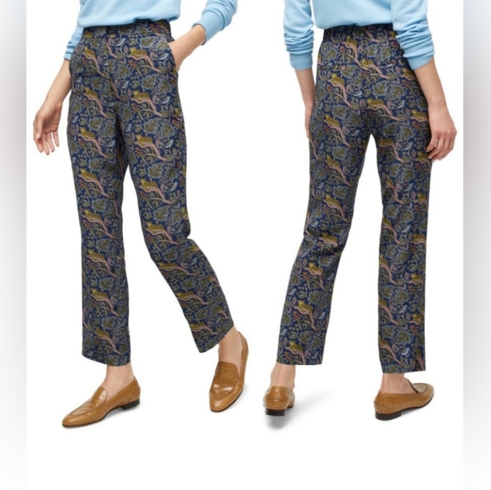 J. Crew Navy Multi Paisley Cropped Ankle Pants